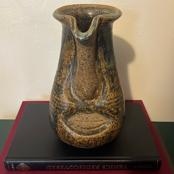 Handmade Other - Early Vintage Stoneware Studio Art Pottery Folk Art Face Jug Pitcher 8.25''